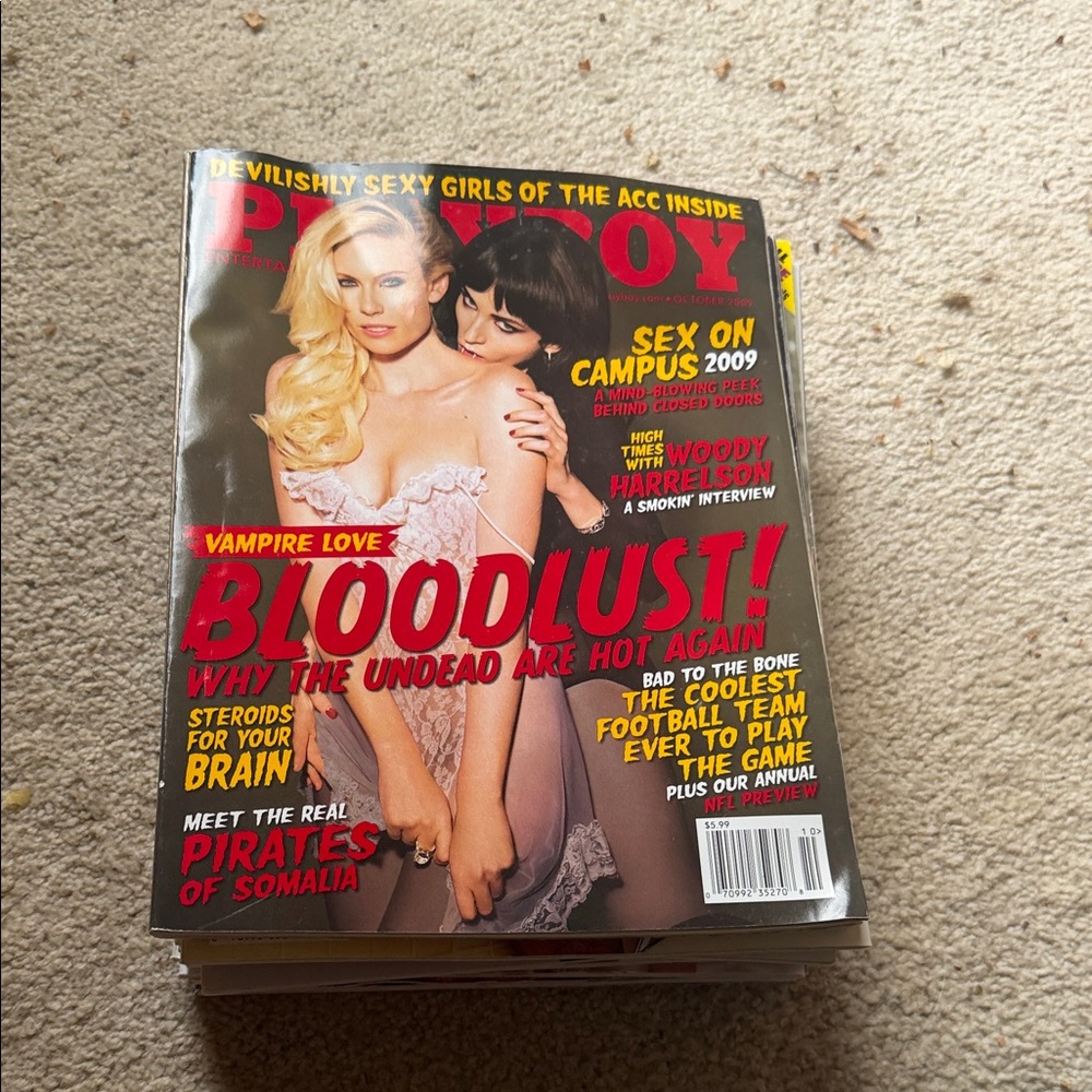 PLAYBOY Magazine Cover with Blonde and Brunette Models (Red, Black, Yellow)